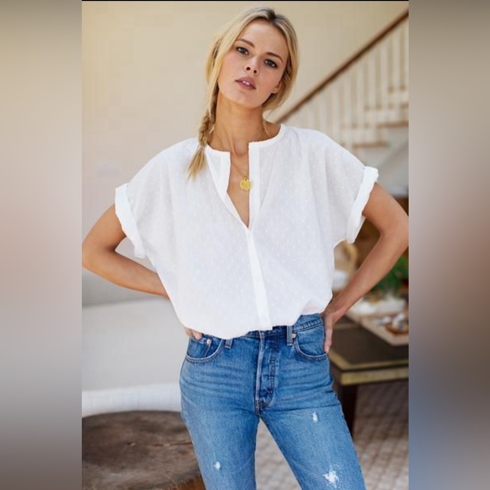 Emerson Fry India Button Down in Ivory Dots Organic - NWT